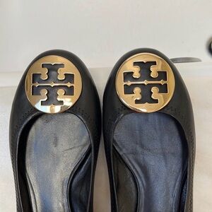 Tory Burch Black Leather Ballet Flats